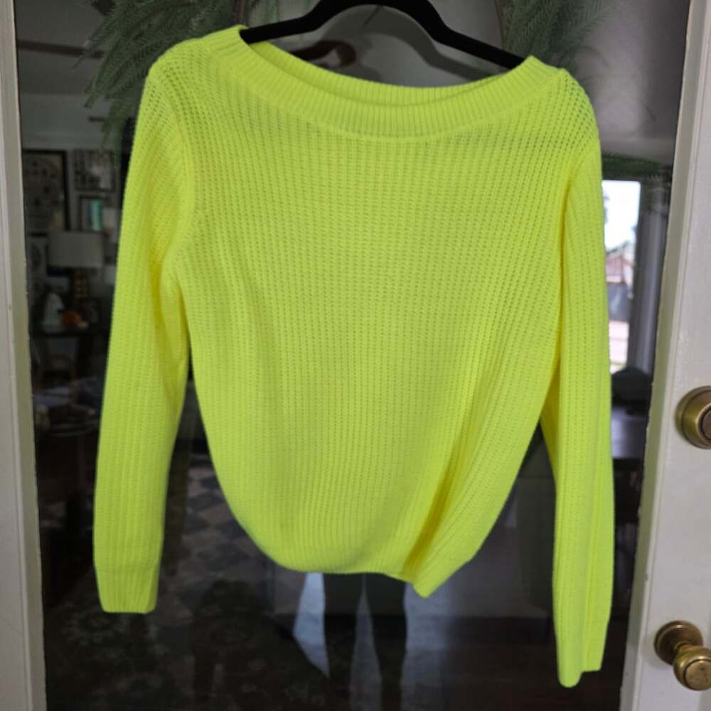 Womens size S Shein Ribbed Knit Sweater Neon Yellow Long Sleeve